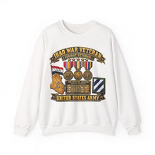 Load image into Gallery viewer, Crewneck Sweatshirt - Army - Iraq War Veteran - Ribbon Bar - Map - SSI - 3rd Infantry Division - 3D - Enhanced
