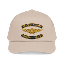 Load image into Gallery viewer, Mid Profile Baseball Cap - USCG - Aviation Rescue Swimmer w txt - 3D - Enhanced
