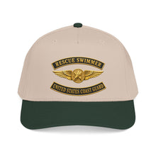 Load image into Gallery viewer, Mid Profile Baseball Cap - USCG - Aviation Rescue Swimmer w txt - 3D - Enhanced
