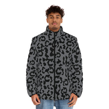 Load image into Gallery viewer, Men&#39;s Puffer Jacket (AOP) - Leopard Camouflage - Battleship Color
