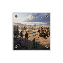 Load image into Gallery viewer, Acrylic Wall Art Panel - Apache Indians attacking a US Army defending a wagon train

