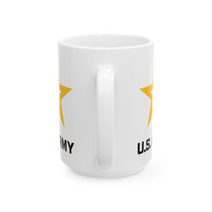 White Ceramic Mug, (11oz, 15oz) - Army Star W Us Army