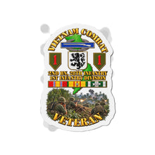 Load image into Gallery viewer, Die-Cut Magnet - Vietnam Veteran Combat - 2nd Bn, 28th Infantry - 1st ID - with VN SVC - with Combat Scene - 3D - Transparent
