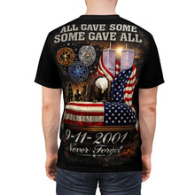 Load image into Gallery viewer, AOP T-Shirt - 9-11 - Some gave all - Never forget
