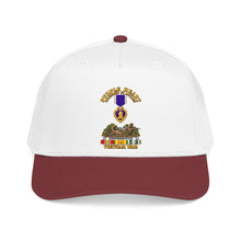Load image into Gallery viewer, Mid Profile Baseball Cap - Vietnam War Purple Heart Medal w VN SVC - with Vietnam Scene - 3D - Transparent
