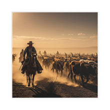 Load image into Gallery viewer, Indoor and Outdoor Silk Posters - Dirty, dusty cattle drive in the Old West
