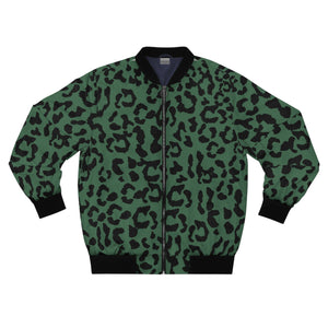 Men's AOP Bomber Jacket - Leopard Camouflage - Green-Black