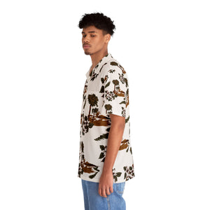 Men's Hawaiian Shirt (AOP) - White - Flowers and Palms