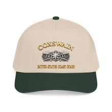 Load image into Gallery viewer, Mid Profile Baseball Cap - USCG - Coxswain w txt - Gold - 3D - Enhanced
