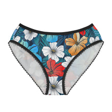 Load image into Gallery viewer, Women's Briefs (AOP) - Bright Blue Beach Tropical Flowers
