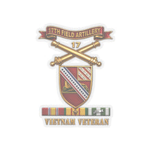 Load image into Gallery viewer, Kiss-Cut Stickers - Army - 17th Field Artillery w Br - Ribbon, Vietnam Veteran w VN SVC - 3D - Enhanced
