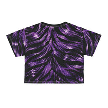 Load image into Gallery viewer, All-Over Print Beach &amp; Festival Crop Tee - Electric purple zebra stripes pattern
