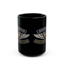 Load image into Gallery viewer, Black Mug  (15oz) - USCG - Aviator Badge - Auxiliary w txt - 3D - Enhanced

