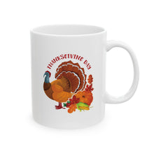 Load image into Gallery viewer, White Ceramic Mug - 11oz &amp; 15oz - Thanksgiving - Happy Turkey Day
