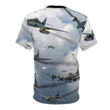 Load image into Gallery viewer, AOP Unisex Tee - German jet fighters - Messerschmitt Me 262 - Attacking US Bomber Formations - Combat Box
