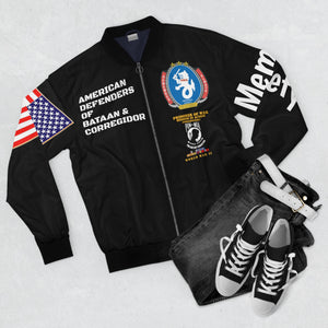 Men's AOP Bomber Jacket - American Defenders Of Bataan Corregidor with POW - MIA Service Medals