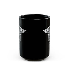 Load image into Gallery viewer, Black Mug  (15oz) - Army Medical Service Corps (MS) Branch Insignia - 3D - Silver - Enhanced
