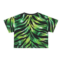 Load image into Gallery viewer, All-Over Print Beach &amp; Festival Crop Tee - Glossy tropical zebra print design
