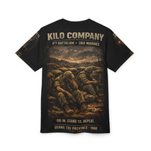 Load image into Gallery viewer, Marine Tribute Tee — "Surviving the Fire Fight" (Kilo Co., 4/3)
