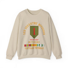 Load image into Gallery viewer, Crewneck Sweatshirt - Army - SSI - 1st Infantry Division - Big Red One - Vietnam Veteran w VN SVC Bar X 300
