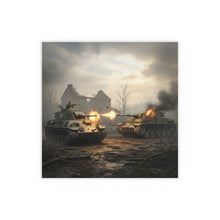 Load image into Gallery viewer, Indoor and Outdoor Silk Posters - M10 Wolverine battles German Panzer Tank WWII
