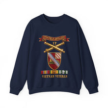Load image into Gallery viewer, Crewneck Sweatshirt - Army - 17th Field Artillery w Br - Ribbon, Vietnam Veteran w VN SVC - 3D - Enhanced
