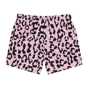 Swim Trunks - Leopard Camouflage - Baby Pink - Black