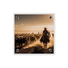 Load image into Gallery viewer, Acrylic Wall Art Panel - Dirty, dusty cattle drive in the Old West
