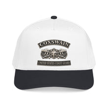 Load image into Gallery viewer, Mid Profile Baseball Cap - USCG - Coxswain w txt - Silver - 3D - Enhanced
