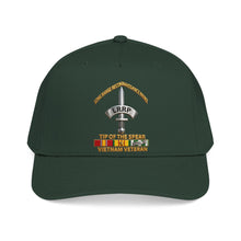 Load image into Gallery viewer, Mid Profile Baseball Cap - Army - Badge - LRRP - Tip of the Spear - Vietnam Vet w SVC - 3D - Enhanced
