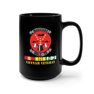 Black Mug 15oz - USMC - Marine Aviation Logistics Squadron 39 - MALS 39 - Magicians Viet Vet W Svc Wo Txt