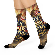 Load image into Gallery viewer, Proud to Serve 'Duty Honor Country' Cushioned Crew Socks
