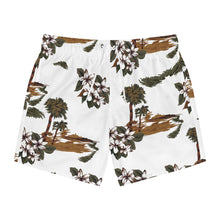 Load image into Gallery viewer, Swim Trunks (AOP) - White - Flowers and Palms
