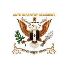 Load image into Gallery viewer, Kiss-Cut Stickers - 60th Infantry Regiment COA with Eagle with Text - 3D - Enhanced X 300
