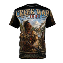 Load image into Gallery viewer, Creek War (1836) Tribute Tee - "A Struggle for Land, Sovereignty and Survival on the Southeastern Frontier"
