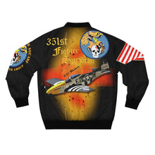 Load image into Gallery viewer, Men's AOP Bomber Jacket - US Army Air Force - WWII - 351st Fighter Squadron (Europe) P-51 Mustang Fighter
