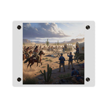 Load image into Gallery viewer, Acrylic Wall Art Panel - Apache Indians attacking a US Army defending a wagon train

