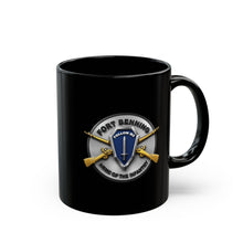 Load image into Gallery viewer, Black Mug — 3D Enhanced - Fort Benning - Follow Me - Home of the infantry Emblem
