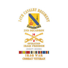 Load image into Gallery viewer, Kiss-Cut Vinyl Decals - Army - 14th Cavalry Regiment w Cav Br - 2nd Squadron - OIF - 2007–2009 - Red Txt Cbt Vet w IRAQ SVC X 300
