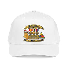 Load image into Gallery viewer, Mid Profile Baseball Cap - Army - Iraq War Veteran - Ribbon Bar - Map - SSI - 1st Armored Division - 3D - Enhanced
