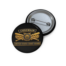 Load image into Gallery viewer, Custom Pin Buttons - USCG - Coxswain - Auxiliary w txt - 3D - Enhanced
