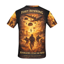 Load image into Gallery viewer, Men's All-Over Print Crew Neck T-Shirt — Fort Benning | Follow Me, I Am the Infantry
