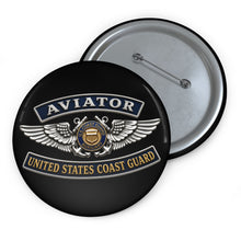 Load image into Gallery viewer, Custom Pin Buttons - USCG - Aviator Badge - Auxiliary w txt - 3D - Enhanced
