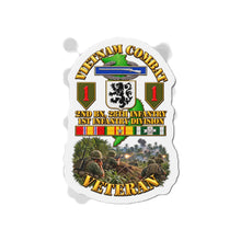 Load image into Gallery viewer, Die-Cut Magnet - Vietnam Veteran Combat - 2nd Bn, 28th Infantry - 1st ID - with VN SVC - with Combat Scene - 3D - Transparent
