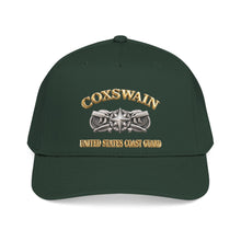 Load image into Gallery viewer, Mid Profile Baseball Cap - USCG - Coxswain w txt - Gold - 3D - Enhanced
