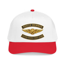 Load image into Gallery viewer, Mid Profile Baseball Cap - USCG - Aviation Rescue Swimmer w txt - 3D - Enhanced
