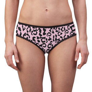 Women's Briefs - Leopard Camouflage - Baby Pink - Black