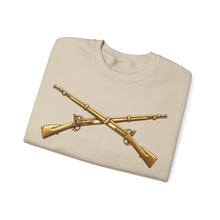 Load image into Gallery viewer, Crewneck Sweatshirt - Army - Infantry Branch Insignia - no text - Gold - 3D - Enhanced
