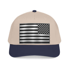 Load image into Gallery viewer, Mid Profile Baseball Cap - Flag - United States - Black and White - 3D - Enhanced
