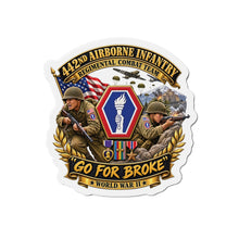 Load image into Gallery viewer, Die-Cut Magnet - Army - 442nd Airborne Infantry Regimental Combat Team - 3D - Enhanced with EUR WWII SVC
